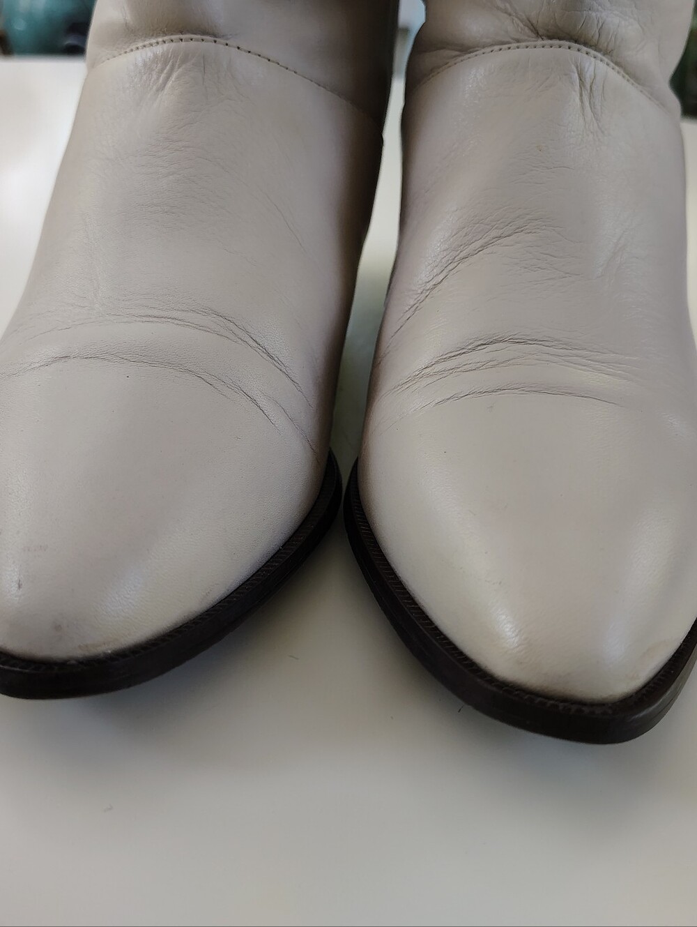 Vintage Bandit Made In Argentina 1980s Cream Leather Slouch Boots 7.5 - Picture 7 of 15